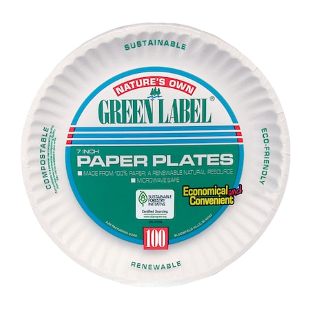 Ajm Packaging AJM Green Label 7" Paper Plate, PK200 PP7GR010100A